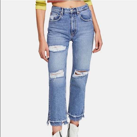 Free People Lita Distressed Straight Leg Jeans - Picture 3 of 3